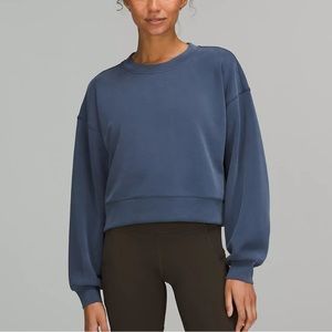 Lululemon Blue Perfectly Oversized Cropped Crew Softstreme